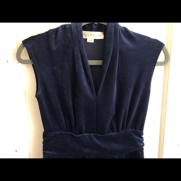 Dark Rich Blue Lesley Evers Velvet Dress - Picture 2 of 5